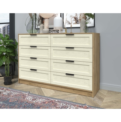 Kомод Тренд КТ-К157 (Дуб золотой ЛДСП/ Дуб снежный ЛМДФ) Ш1565 В1020 Г451